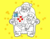 Papá Noel y niño en Navidad