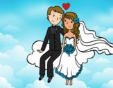 Recién casados en una nube