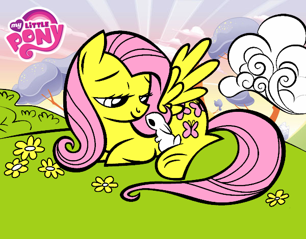 Fluttershy con un conejito