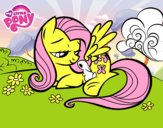 Fluttershy con un conejito