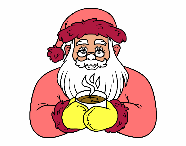 Papá Noel con taza de café