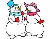 Pareja de muñecos de nieve