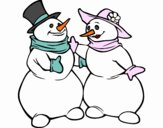 Pareja de muñecos de nieve