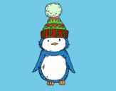 Pingüino con gorro de invierno