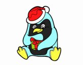 Un pingüino con regalo de Navidad