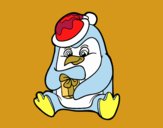 Un pingüino con regalo de Navidad