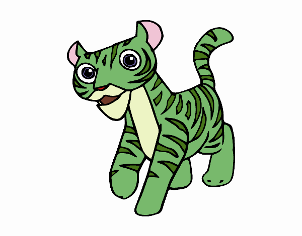 El Tigre de Plasma tiene pelaje verde con rayas verde oscuros, ojos morados y nariz roja 💚🐯