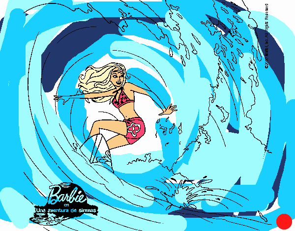 Barbie practicando surf