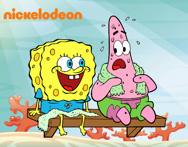 Bob Esponja y Patricio en bañador