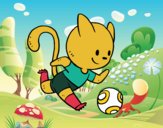 Gato jugando a fútbol