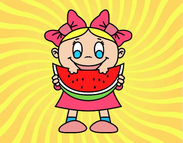 niña comiendo sandia