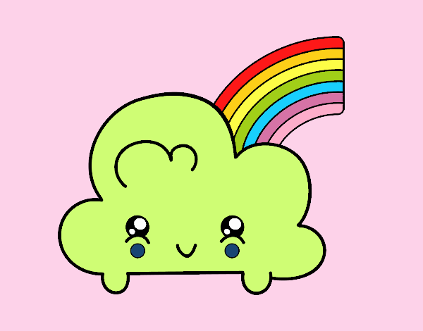 Nube con arco iris kawaii