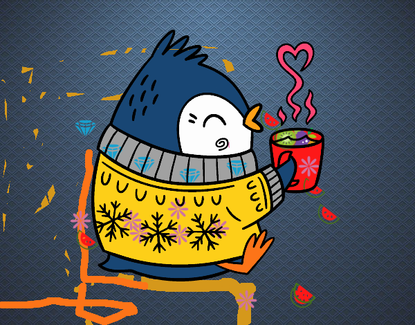 Pajarito tomando un té