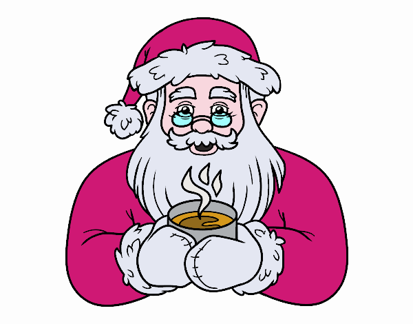 Papá Noel con taza de café