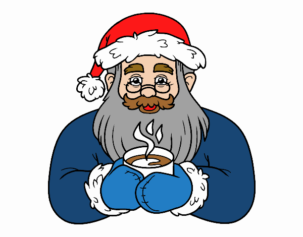 Papá Noel con taza de café