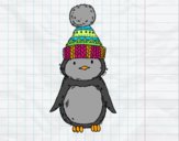 Pingüino con gorro de invierno