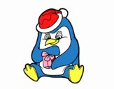 Un pingüino con regalo de Navidad