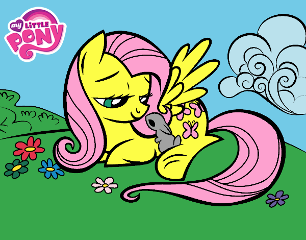 Fluttershy con un conejito