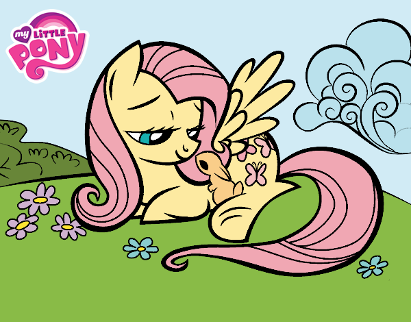 Fluttershy con un conejito