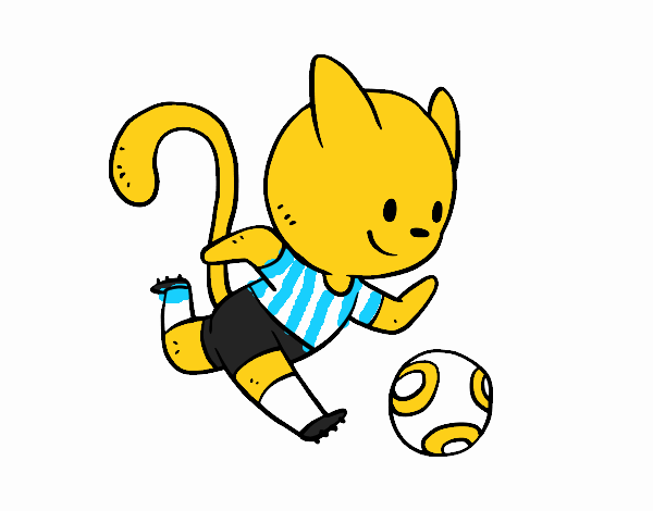 Gato jugando a fútbol