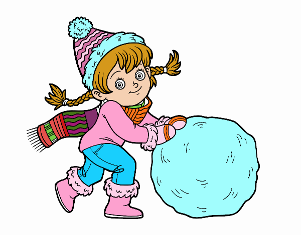 Niña con gran bola de nieve