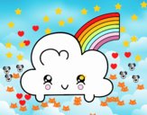 Nube con arco iris kawaii