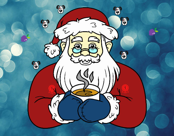 Papá Noel con taza de café