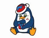 Un pingüino con regalo de Navidad