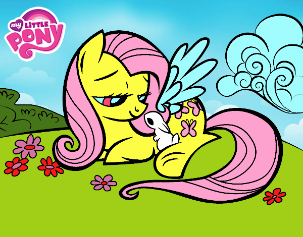 Fluttershy con un conejito