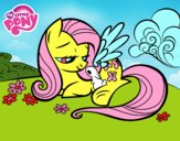 Fluttershy con un conejito