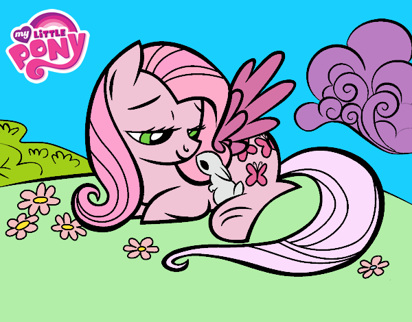 Fluttershy con un conejito