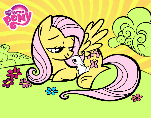 Fluttershy con un conejito