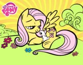 Fluttershy con un conejito