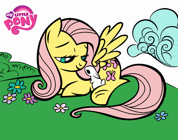 Fluttershy con un conejito