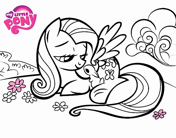 Fluttershy con un conejito