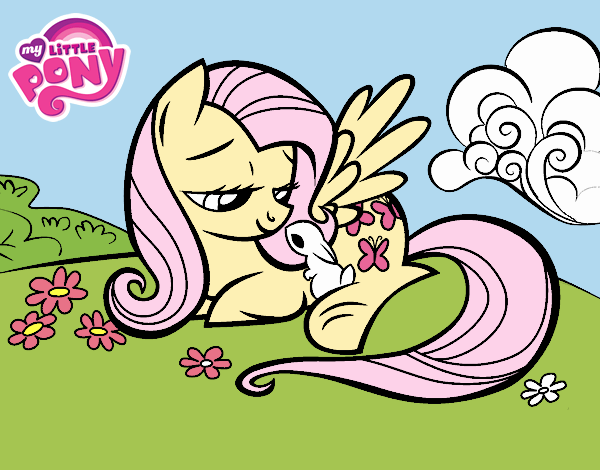 Fluttershy con un conejito