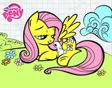 Fluttershy con un conejito