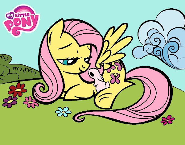 Fluttershy con un conejito