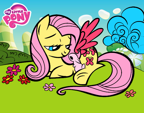 Fluttershy con un conejito