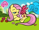 Fluttershy con un conejito