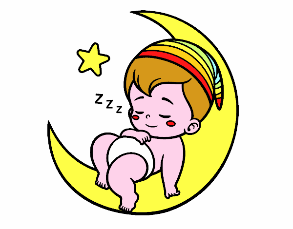 niño dormido en una luna