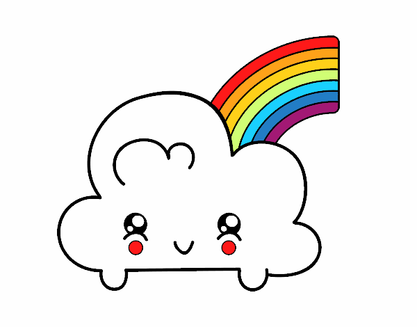 Nube con arco iris kawaii