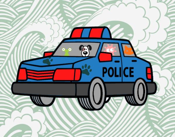 el carro policial de alienígenas y sus mascotas