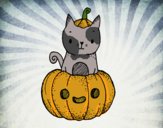 Un gatito de Halloween