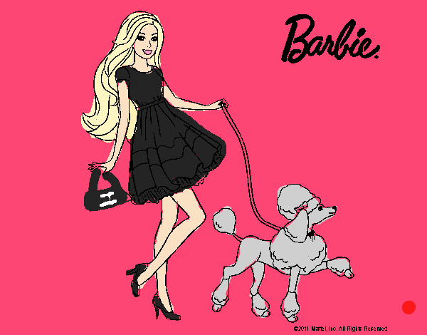 Barbie paseando a su mascota