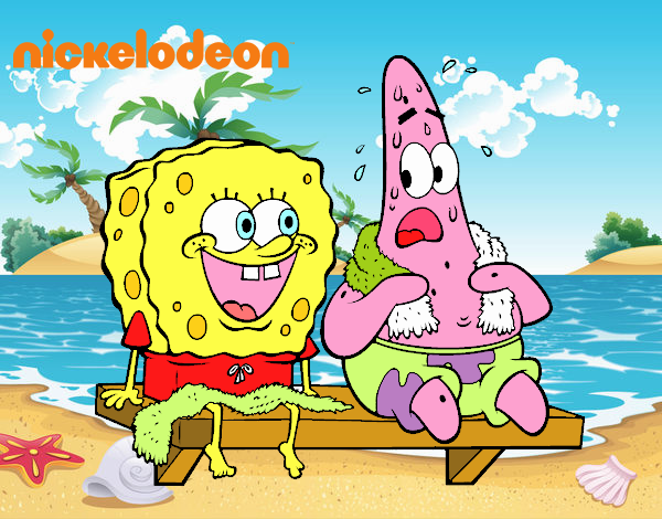 Bob Esponja y Patricio en bañador