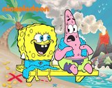 Bob Esponja y Patricio en bañador