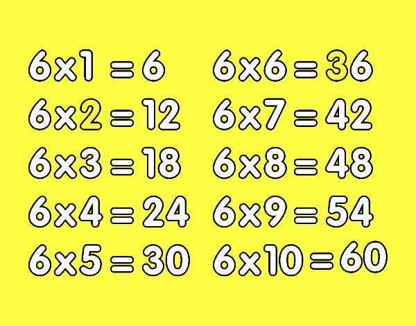 La Tabla de multiplicar del 6