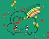 Nube con arco iris kawaii