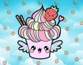 Cupcake kawaii con fresa